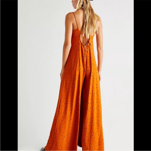Free People Jamboree Wide Leg Polka Dot Jumpsuit Sz XS - Picture 5 of 16